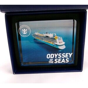 Royal Caribbean Crown Anchor Crystal Block Odyssey of Seas Paperweight Cruise